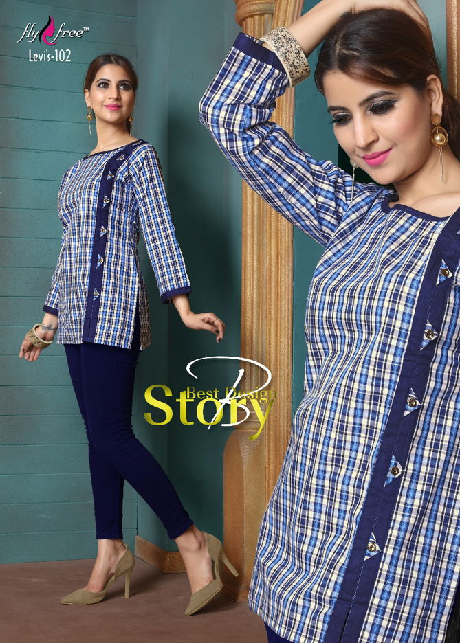 FlyFree Levis Designer Casual Wear Cotton Printed Kurtis Collection